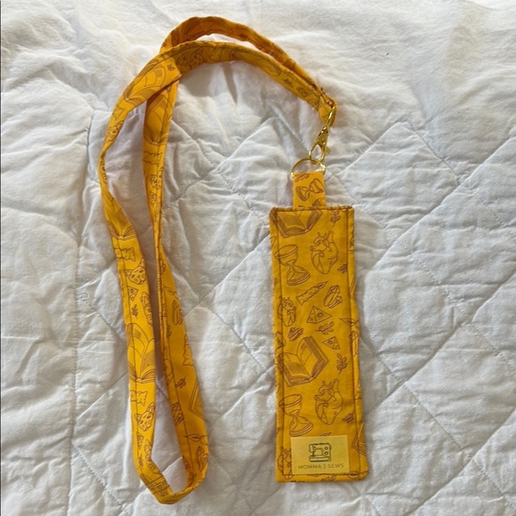 Mommajsews Accessories - Great Teacher gifts ! Yellow Patterned Lanyard/Pen holder  with Clip